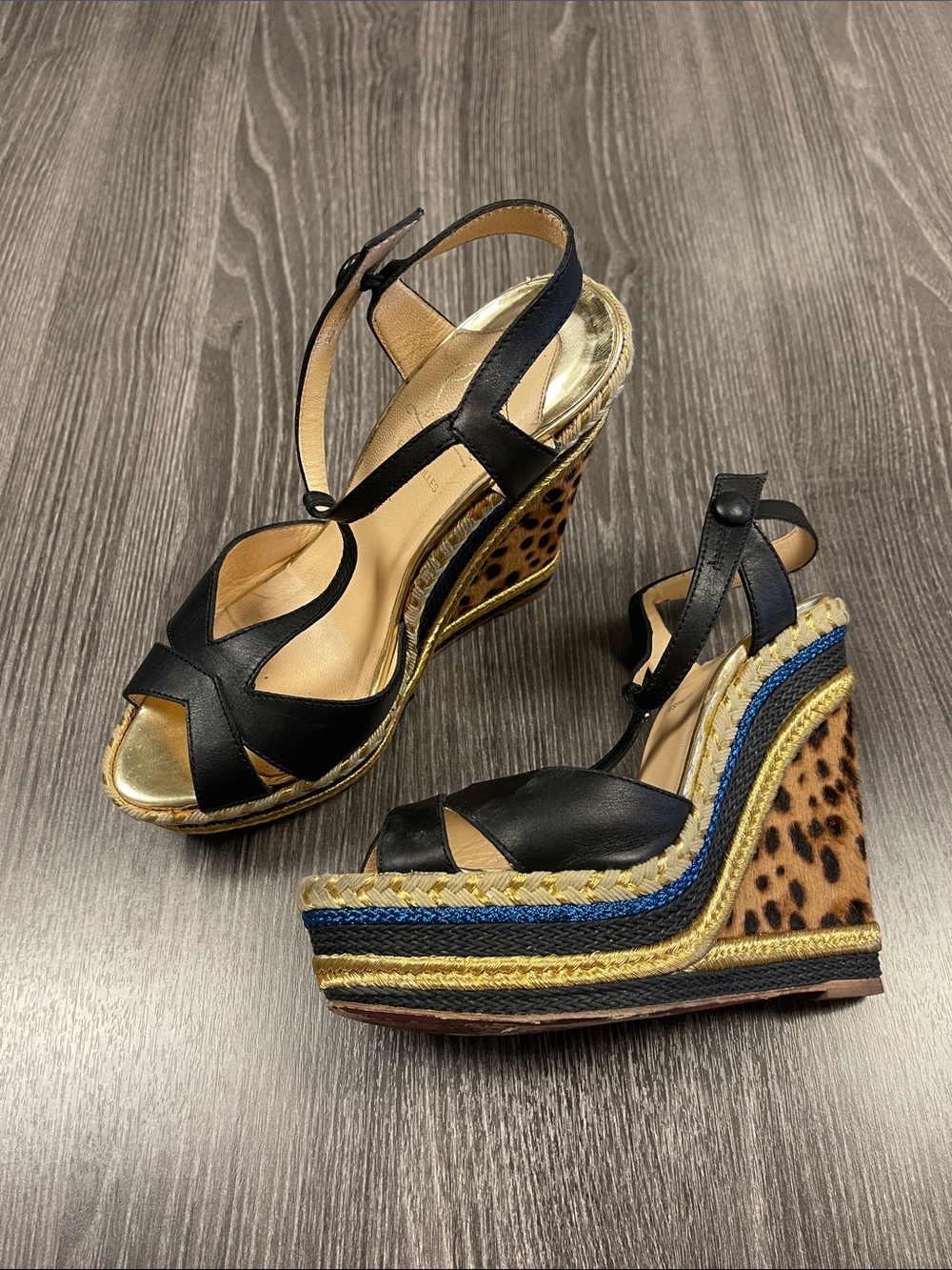 Christian Louboutin espadrilles wedge heels sandals 37.5